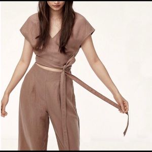 Wilfred • Mauve Wrap Linen Jumpsuit
